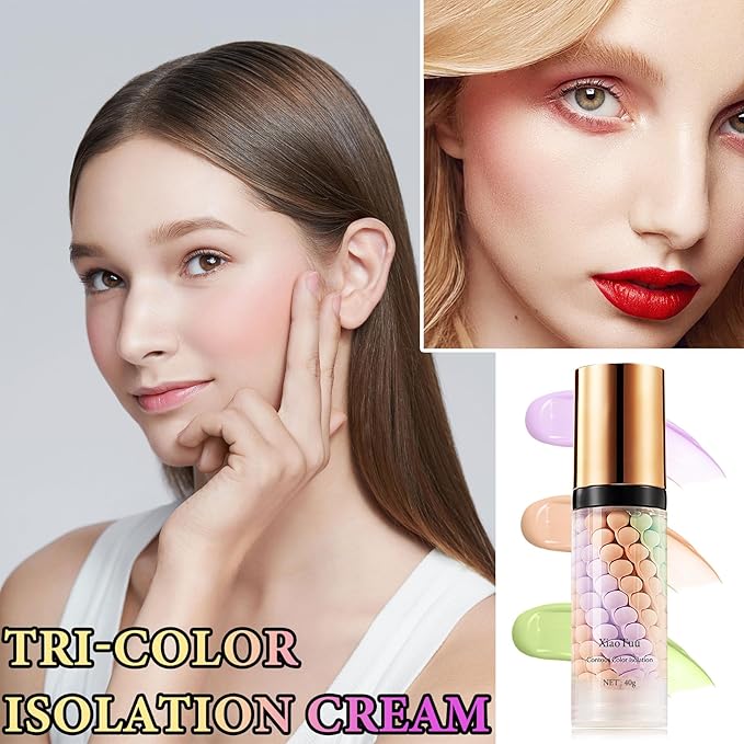 2Pcs Color Correcting Facial Serum,Isolation Cream,Pore Primer,Invisible Pore,Skin Tone Correcting,Moisturizing Concealer Foundation Face Makeup Brightening Primer Base