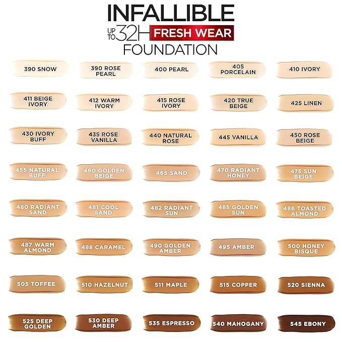 L'Oreal Paris Makeup Infallible Up to 32 Hour Fresh Wear Lightweight Foundation, 460 Golden Beige, 1 Fl Oz, Packaging May Vary
