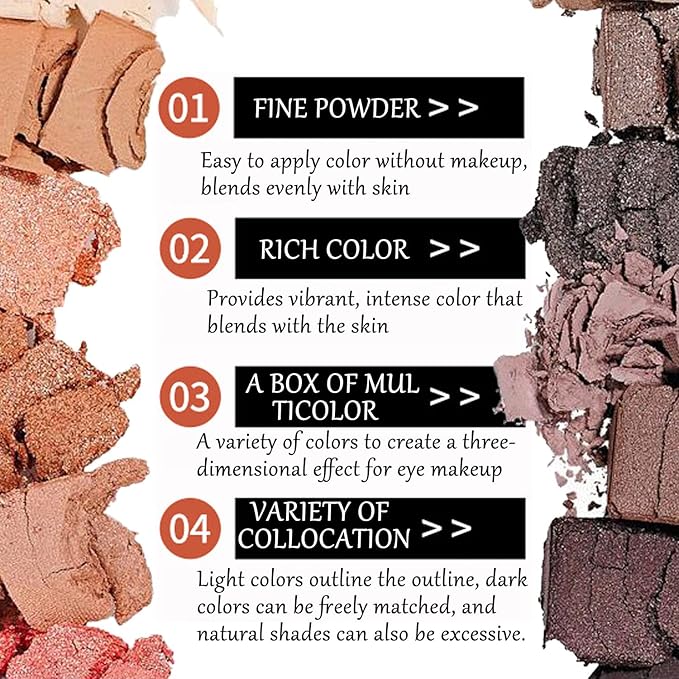 2 Pcs 12 Colors Eye Shadow Palette,Nude Matte Smokey Shimmer Glitter Eyeshadow Palette,Blendable Rich Colors,Waterproof Beauty Makeup Palette Kit with Double-Ended Makeup Brush(A+B)