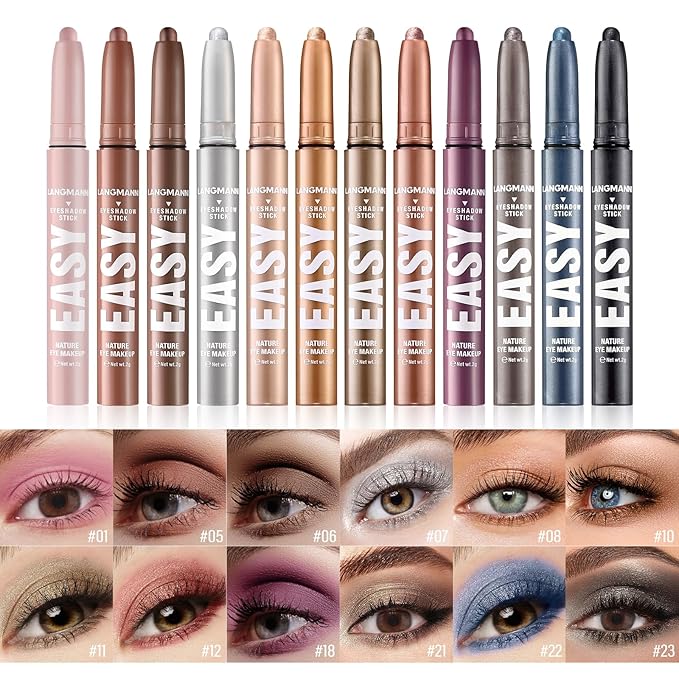 Jolilab Eyeshadow Stick Set, 2 Colors Matte Professional Bright-Colored Contouring and Highlight Stick, Waterproof Long Lasting High Pigmented Eye Shadow. (2, 06+07 2pcs)