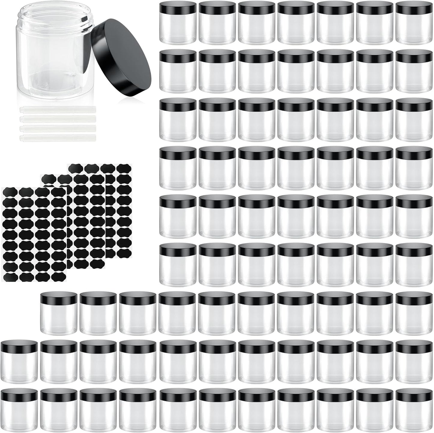 40 Pack 4 Oz Plastic Containers with Lids, OBKJJ Clear Travel Size Leak Proof Makeup Travel Containers BPA Free Cosmetic Slime Jars for Lotion, Cream, Body Butter, Makeup, Ointments (40)