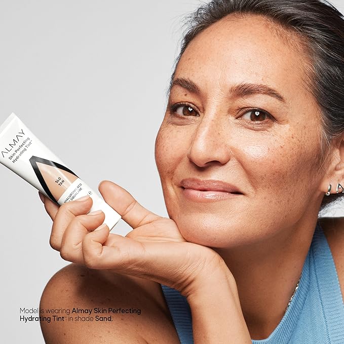 Almay Hydrating Liquid Foundation Tint, Lightweight with Light Coverage, Naturally Dewy Finish, Hypoallergenic, Dermatologist TestedFragrance Free, 120 Beige, 0.94 fl oz.