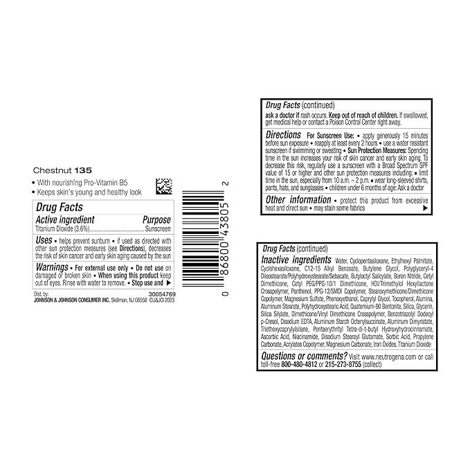 Neutrogena Healthy Skin Liquid Makeup Foundation with Broad Spectrum SPF 20 Sunscreen, Medium Coverage Foundation with Nourishing Pro-Vitamin B5, Chestnut 135, 1 fl. oz