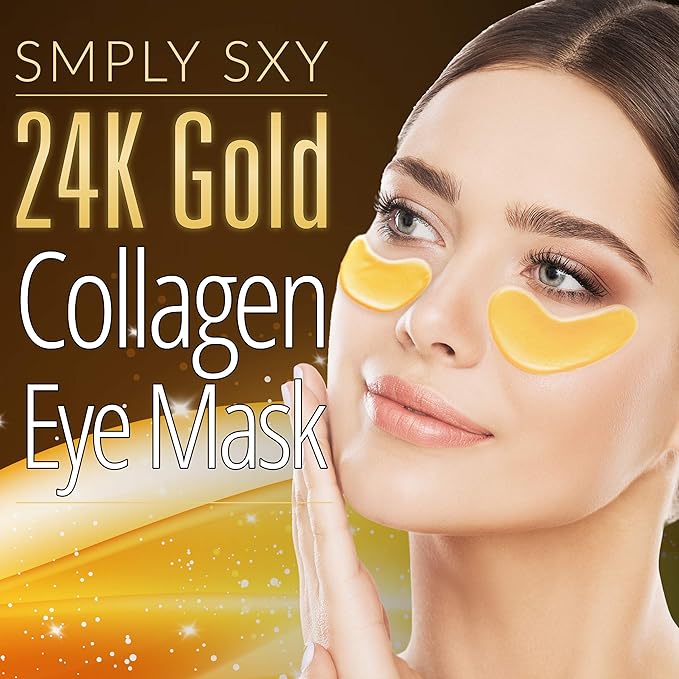 24k Gold Collagen Eye Mask: Hydrogel Under Eye Patches with Collagen & Hyaluronic Acid - Hydrating Under Eye Mask for Dark Circles, Puffy Eyes, & Under Eye Bags - Cooling Gel Treatment Pads - 15 Pairs