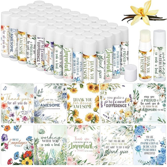 50 Pcs Inspirational Gifts Lip Balms in Bulk Motivational Small Thank You Gifts Wedding Bridal Baby Shower Party Favors Lip Balm for Women Teacher Nurses Coworkers Employees 10 Styles
