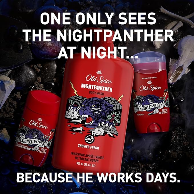 Old Spice Body Wash for Men, 3X Defense, 24/7 Shower Fresh with Long Lasting Lather, NightPanther Scent, 33.4 fl oz (Pack of 4)