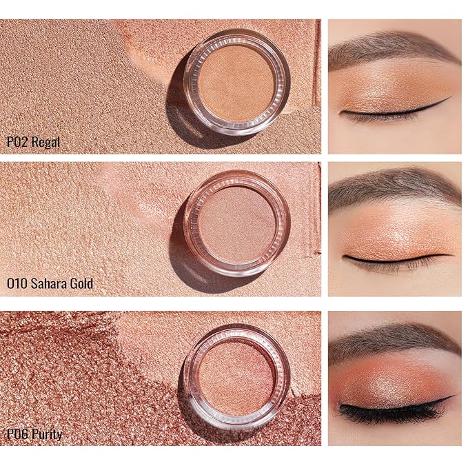 Oulac Cream Eyeshadow also for Highlighter Large Capacity Highly Pigmented Eye Shadow Waterproof &Long Lasting with Moisturizing Formula, Shimmer Glitter Eye Makeup Set 1