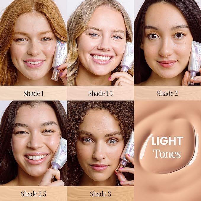 Naked Sundays BeautyScreen™ SPF 50 Mineral Peptide Foundation Tint – 2-in-1 Skin Tint & Mineral Sunscreen | Radiant, Buildable Coverage, Acne-Safe, Infused with Peptides (3 Warm Honey, 1.01 oz)