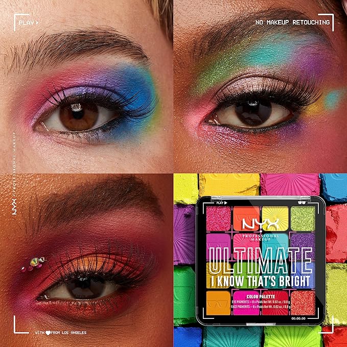 NYX PROFESSIONAL MAKEUP, Ultimate Shadow Palette, Eyeshadow Palette - I Know That's Bright
